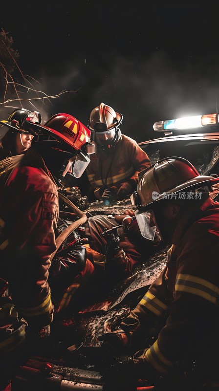 消防员紧急救援现场