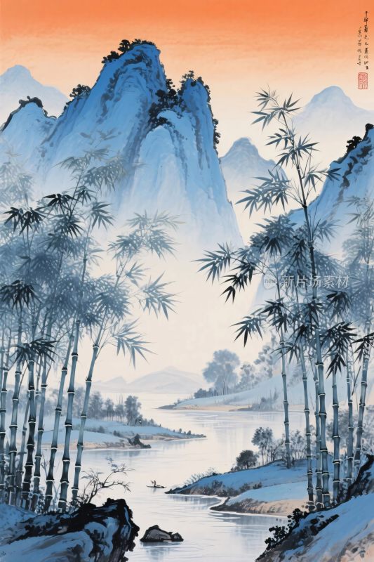 传统山水水墨画
