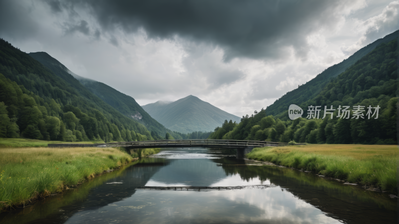 山中一条河高清风景图片