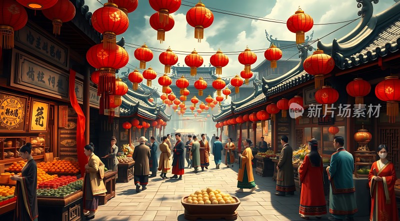 古风集市繁华景象