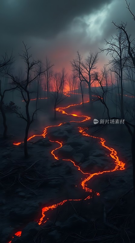 熔岩流淌的荒芜之地