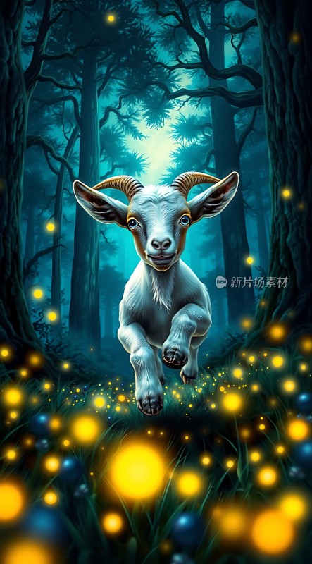 萤光森林中的小山羊