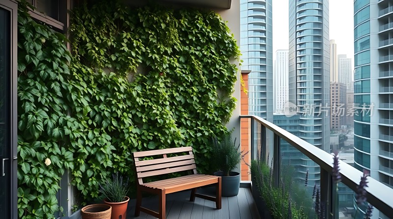城市绿意盎然的小阳台