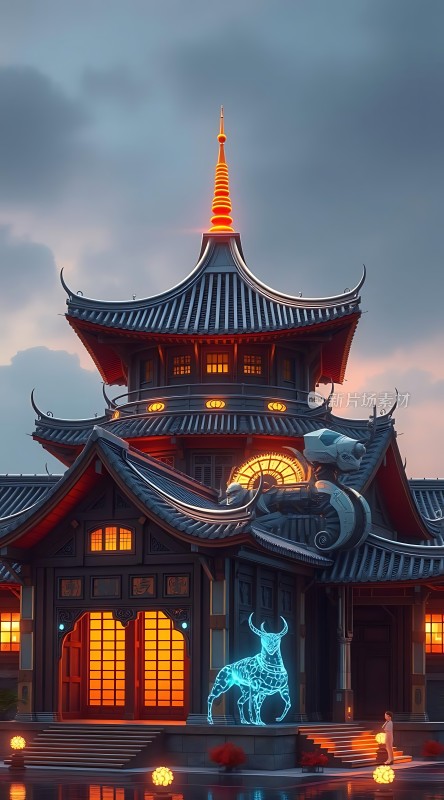 古风建筑梦幻夜景