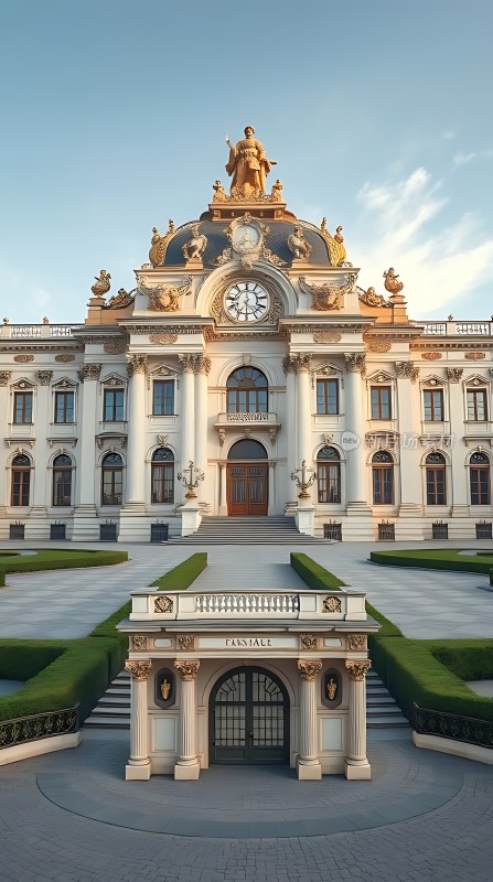 金色雕像下的宏伟宫殿
