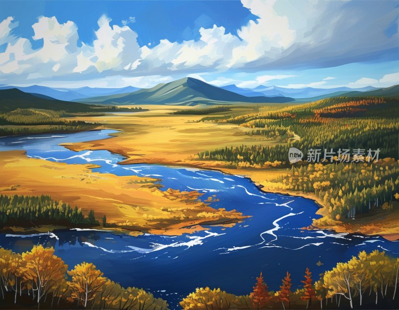 大兴安岭秋色湿地