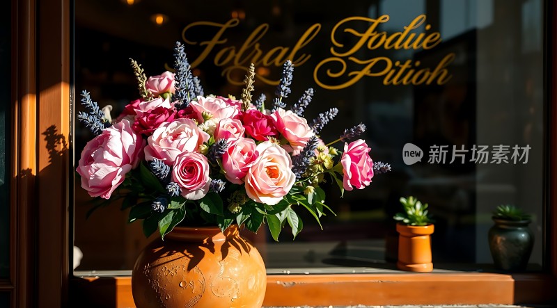 阳光下的花艺展示