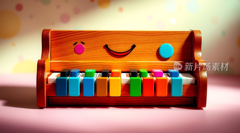 彩色钢琴玩具快乐微笑的表情适合儿童玩耍