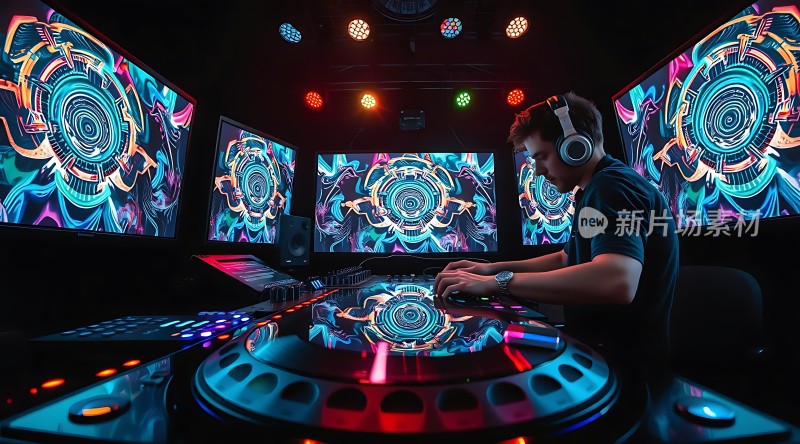 电子音乐节上的炫目DJ表演