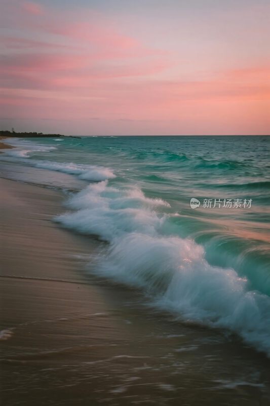 海边浪漫日落海浪景观