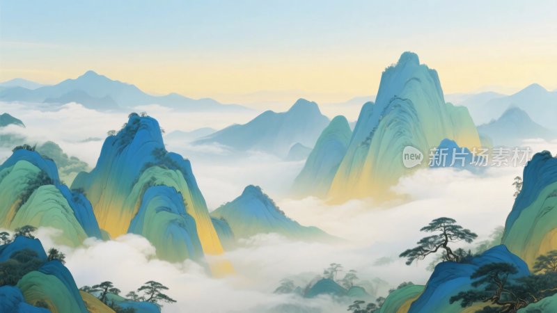 山水云雾风景水墨画