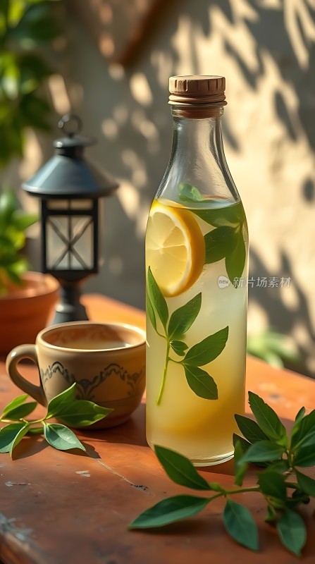 阳光下的柠檬茶时光