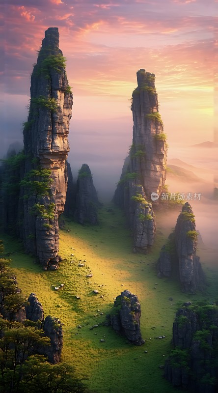 日出时分的神秘石林