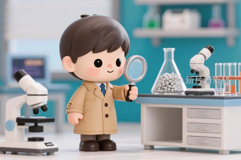 卡通实验室男孩插画