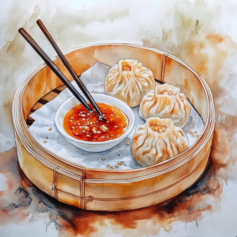 小笼包插画