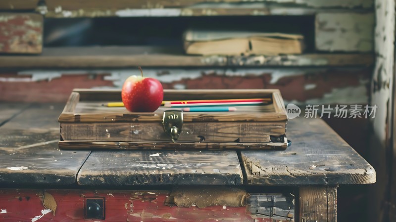 苹果与铅笔的艺术组合