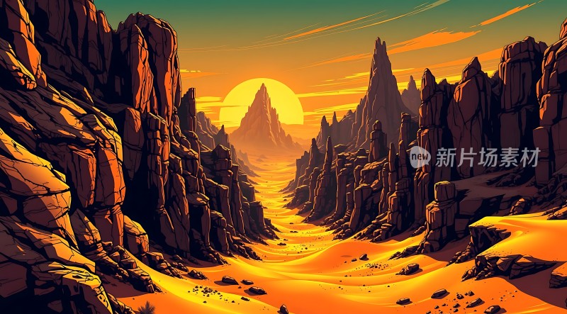 金色沙漠日落奇景