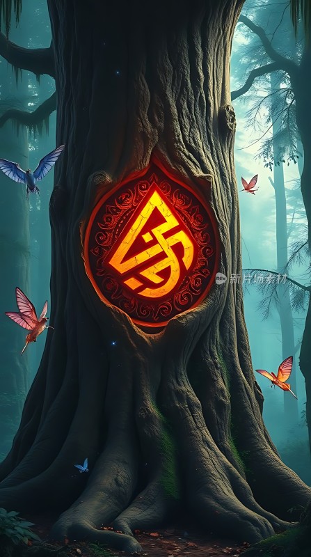 神秘森林中的古老树洞