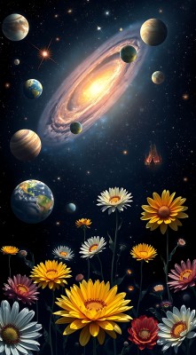宇宙花语繁星与花朵共舞 宇宙花语繁星与花朵共舞