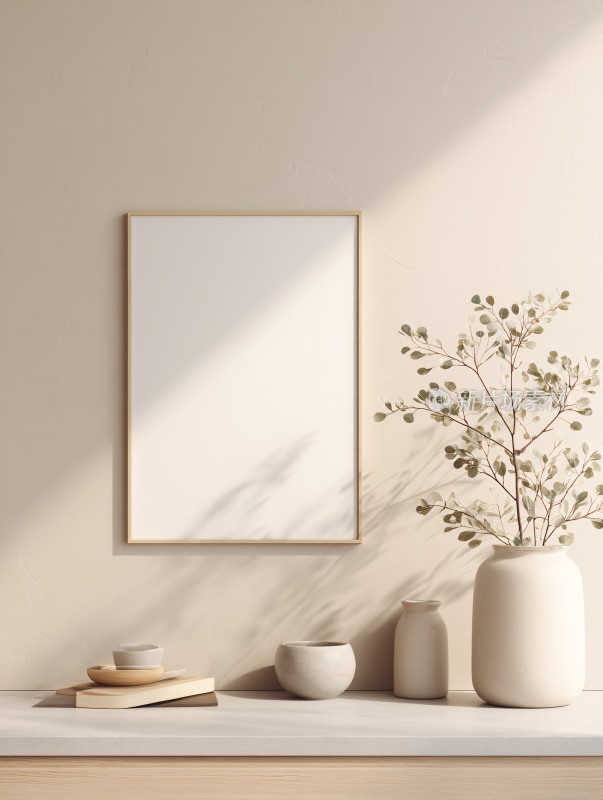 简约室内装饰画与摆件场景