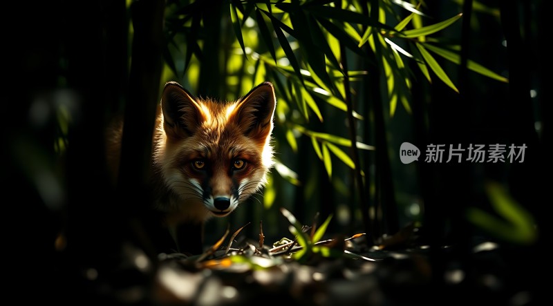 阳光下的红狐探出头