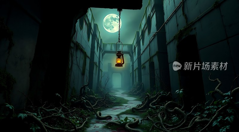 废弃建筑中的神秘月光