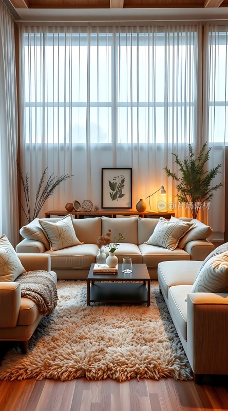 温馨客厅舒适沙发自然光线简约装饰