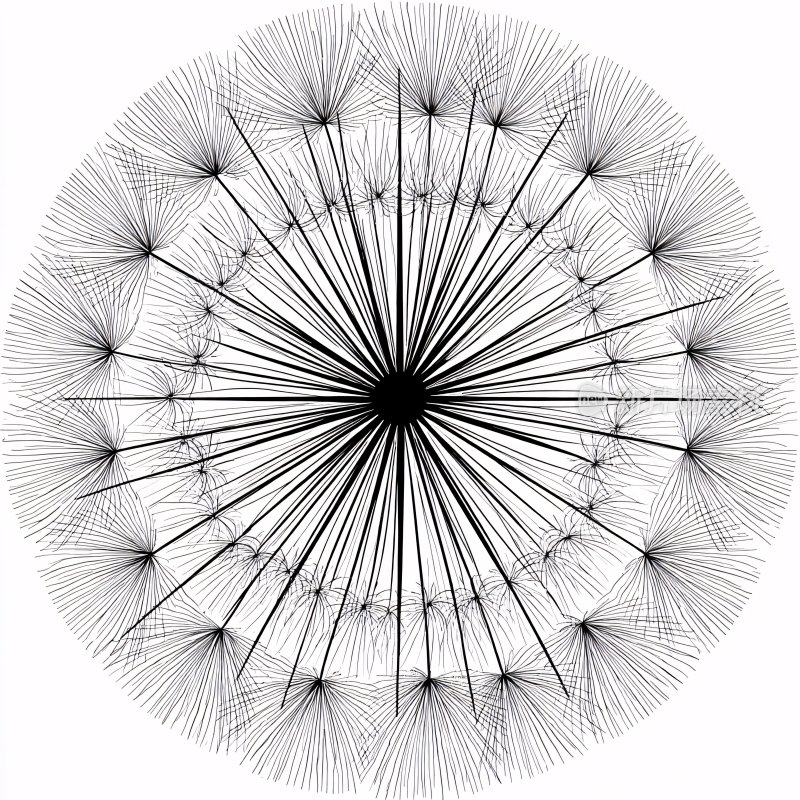 黑白放射状线条圆形图案