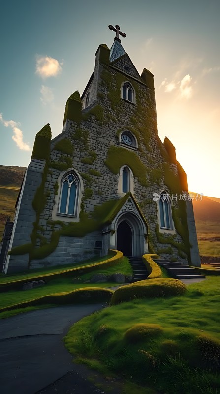 阳光下的古老教堂