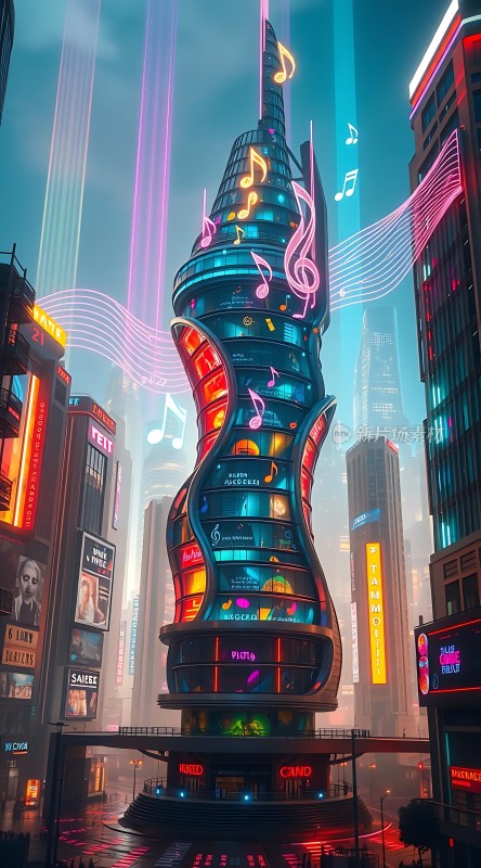 音乐之塔未来都市的旋律之光