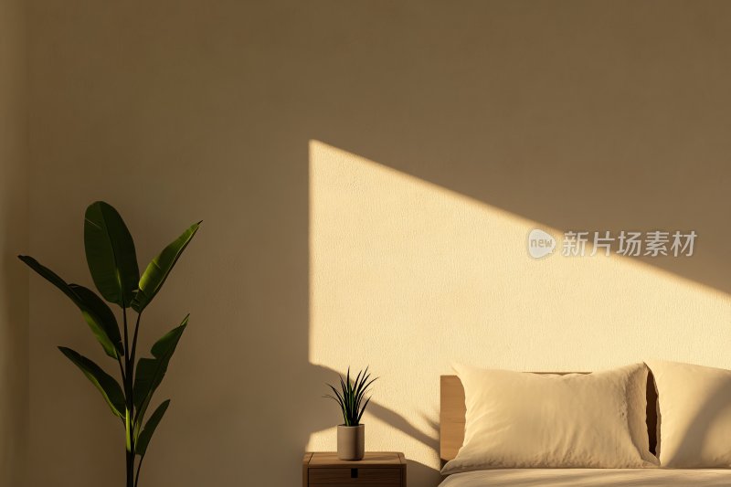 卧室光影与绿植场景