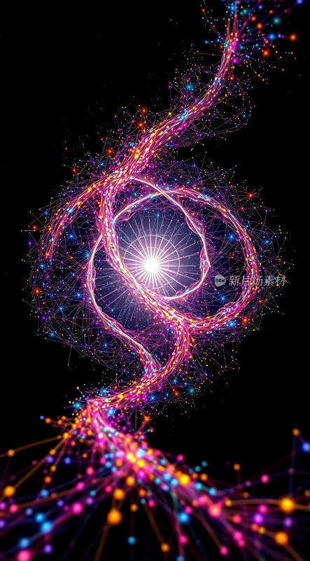 五彩光束交织的神秘螺旋