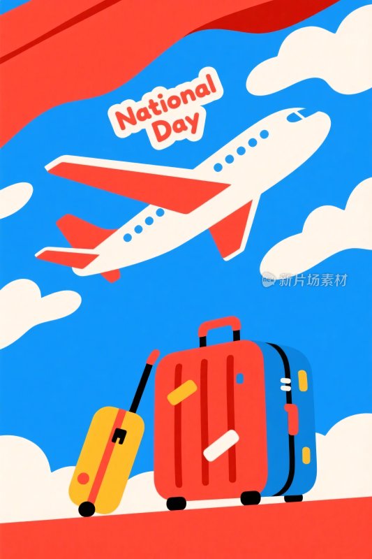 国庆假期旅行插画