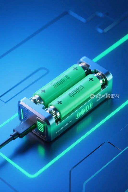 科技感电池充电插画