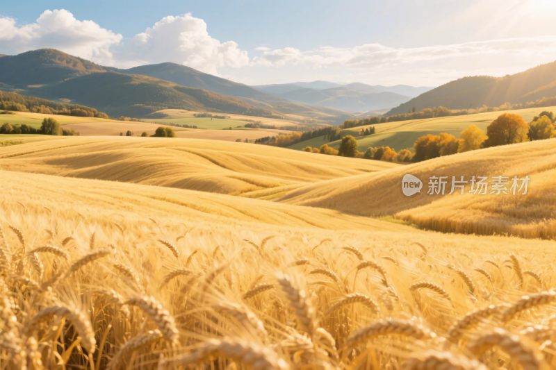 金色麦田远山风景