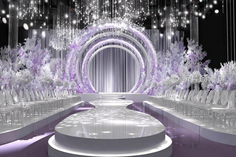 梦幻紫色系婚礼舞台场景