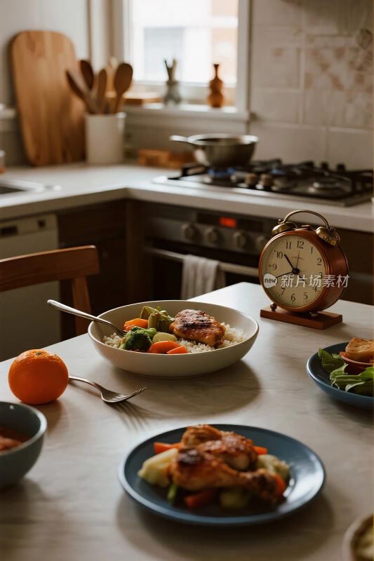 温馨厨房餐桌美食场景