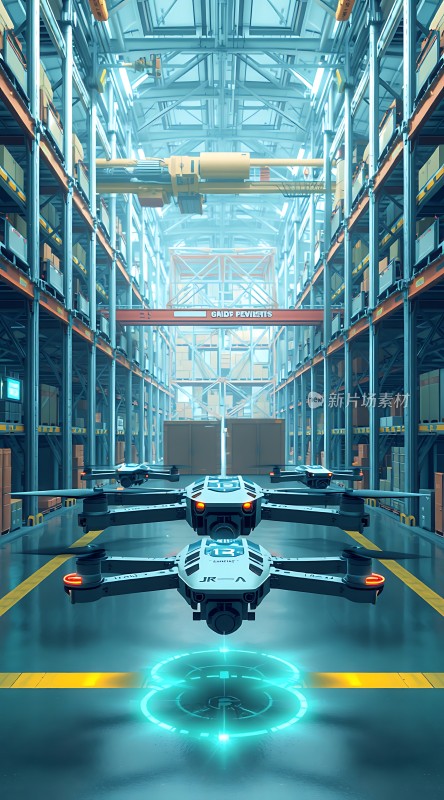 智能仓库无人机搬运货物