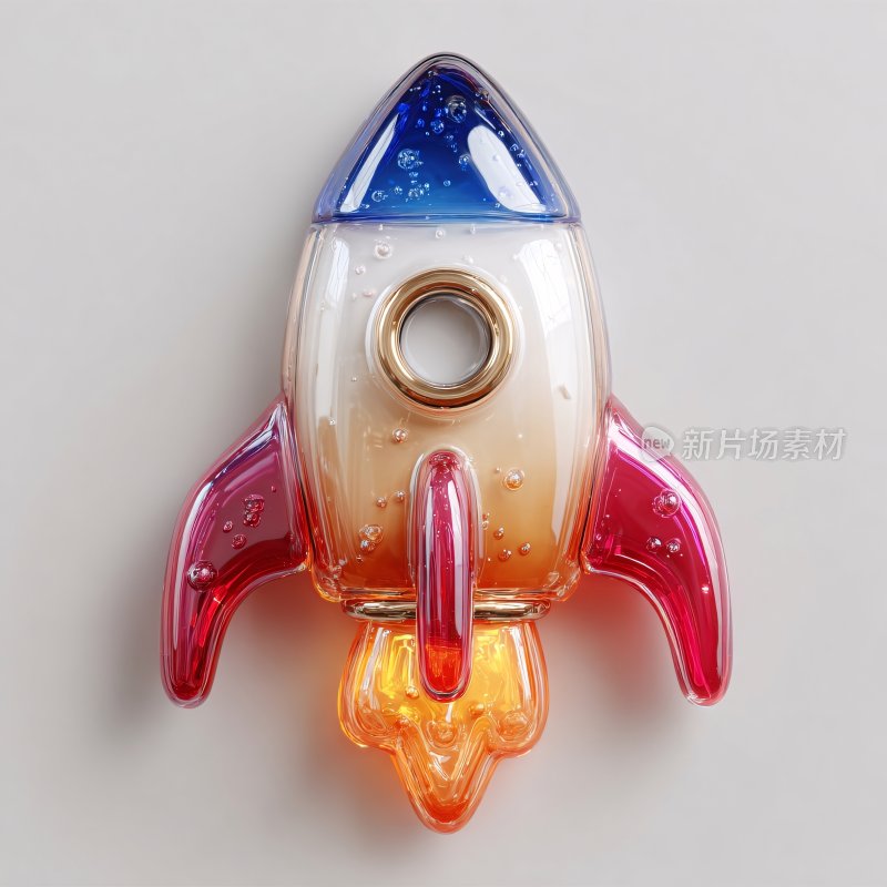 彩色透明火箭小摆件