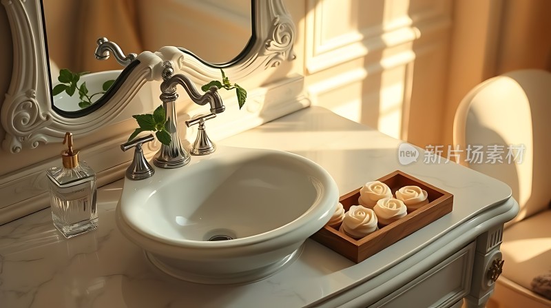 阳光下的优雅洗手台