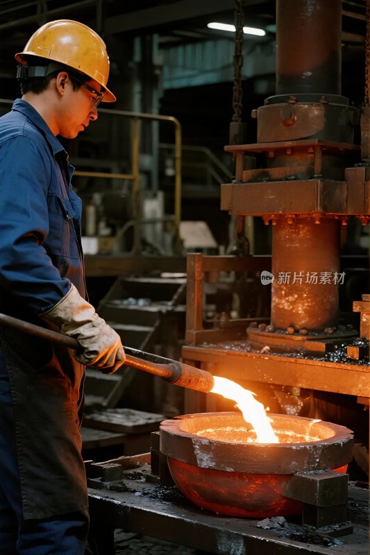 工业炼钢工人作业