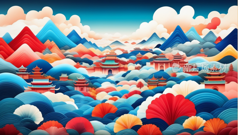 中国画山水画背景