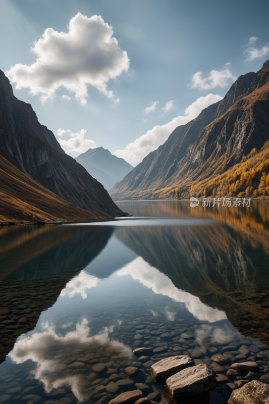 山倒映在湖的静水中高清风景图片