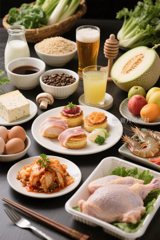 丰富食材与餐食展示