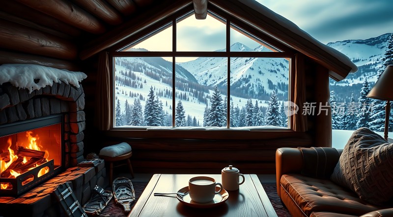 冬日暖炉咖啡时光