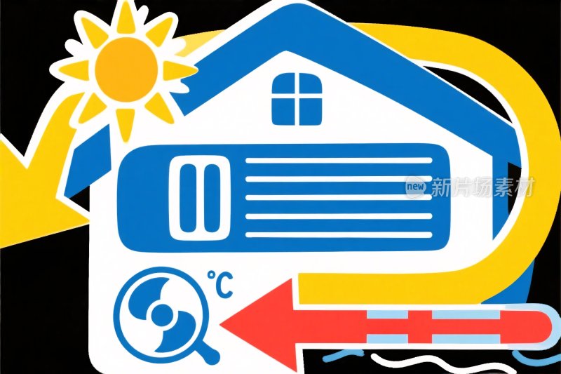 房屋暖通调节插画