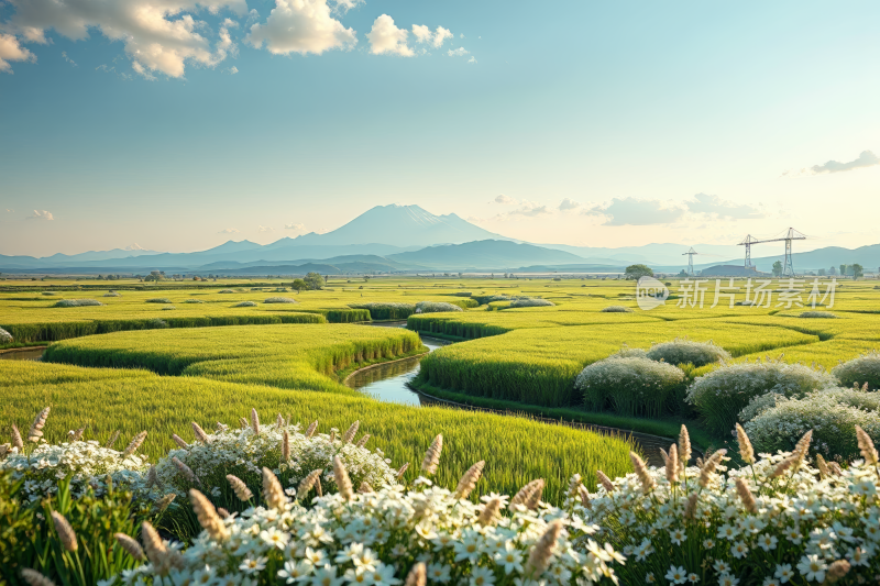 一片草花田山高清风景风光图片