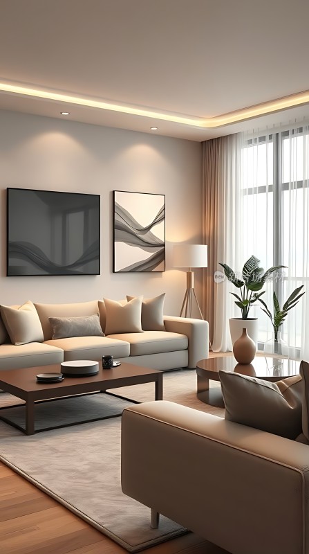 现代简约客厅温馨舒适生活空间
