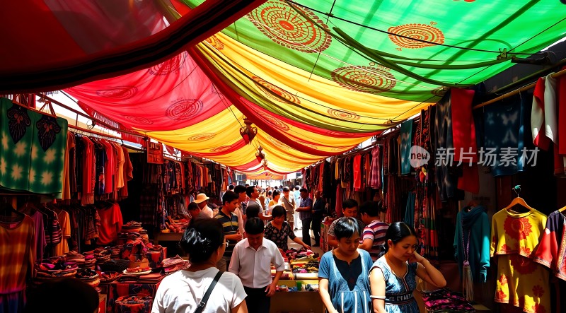 热闹集市色彩缤纷