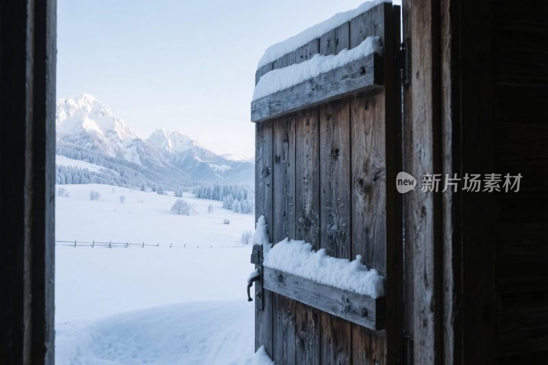 冬日木屋雪景场景